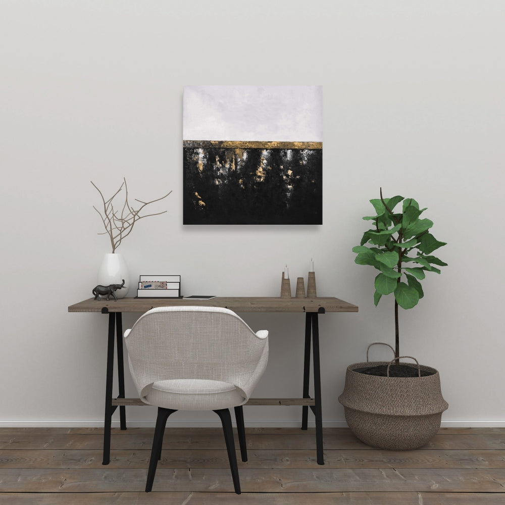 Toile blanche aux formes industrielles – Décoration d'intérieur abstraite avec conteneur