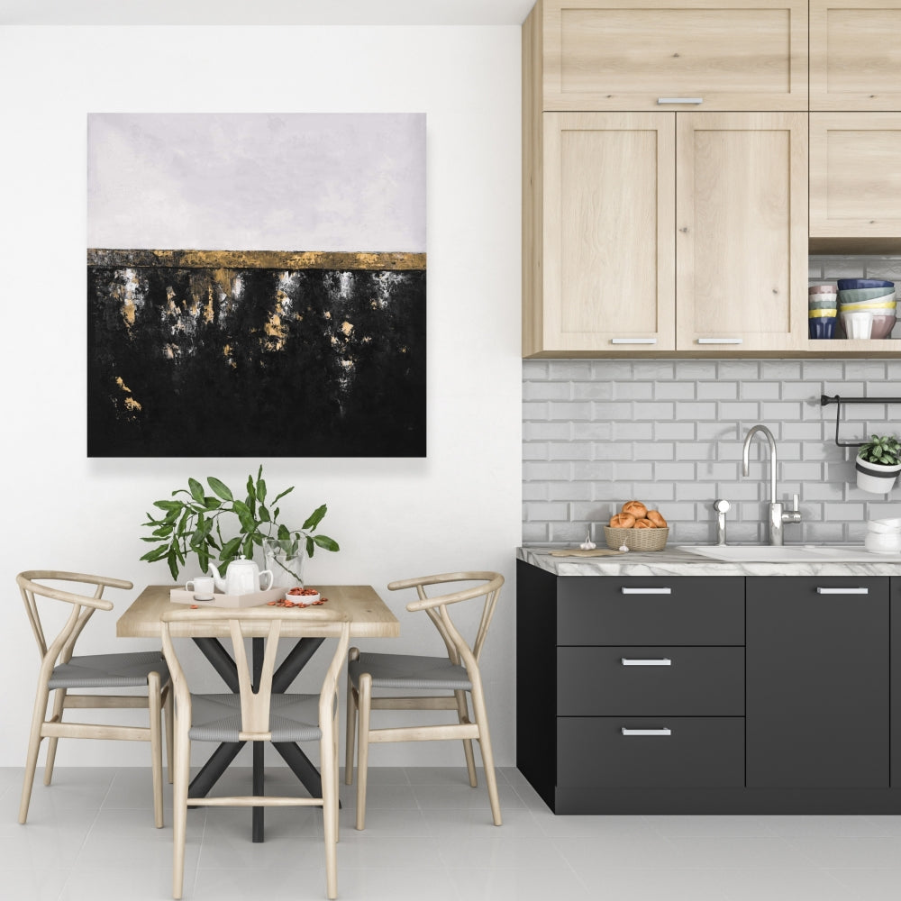 Toile blanche aux formes industrielles – Décoration d'intérieur abstraite avec conteneur