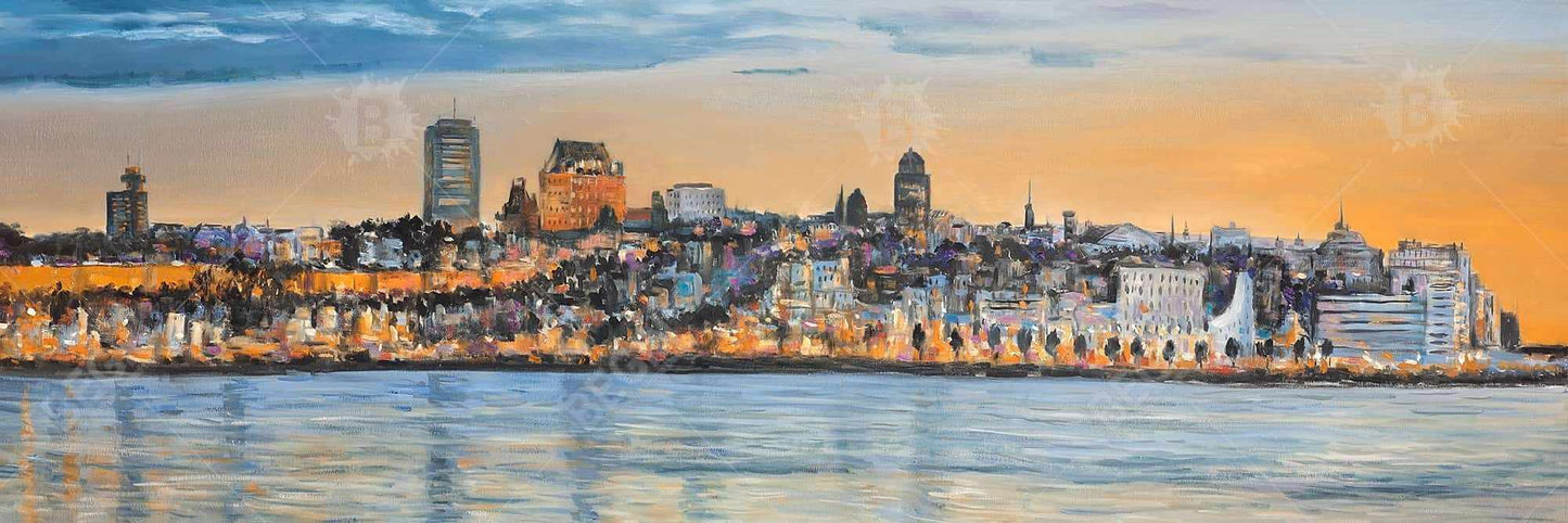Skyline of Quebec City Blue Canvas | Bedroom Wall Art Decor