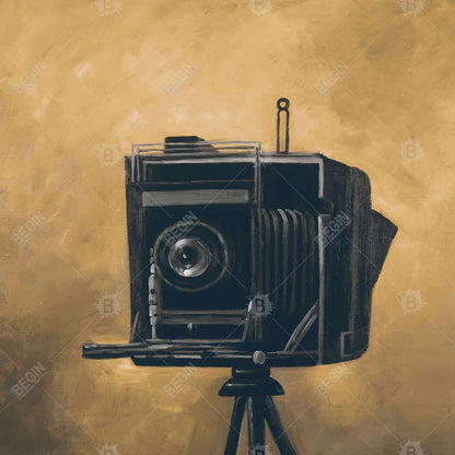 Toile encadrée avec nature morte d'appareil photo vintage | Décoration d'intérieur