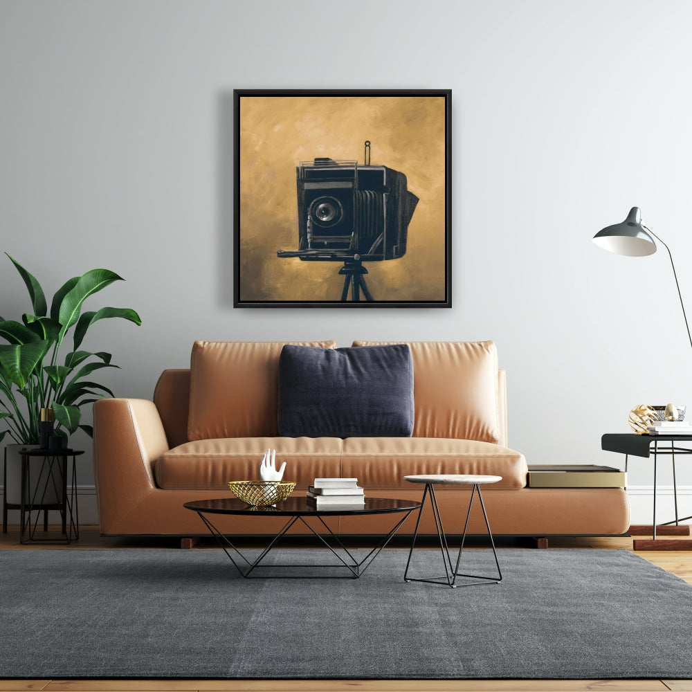Toile encadrée avec nature morte d'appareil photo vintage | Décoration d'intérieur