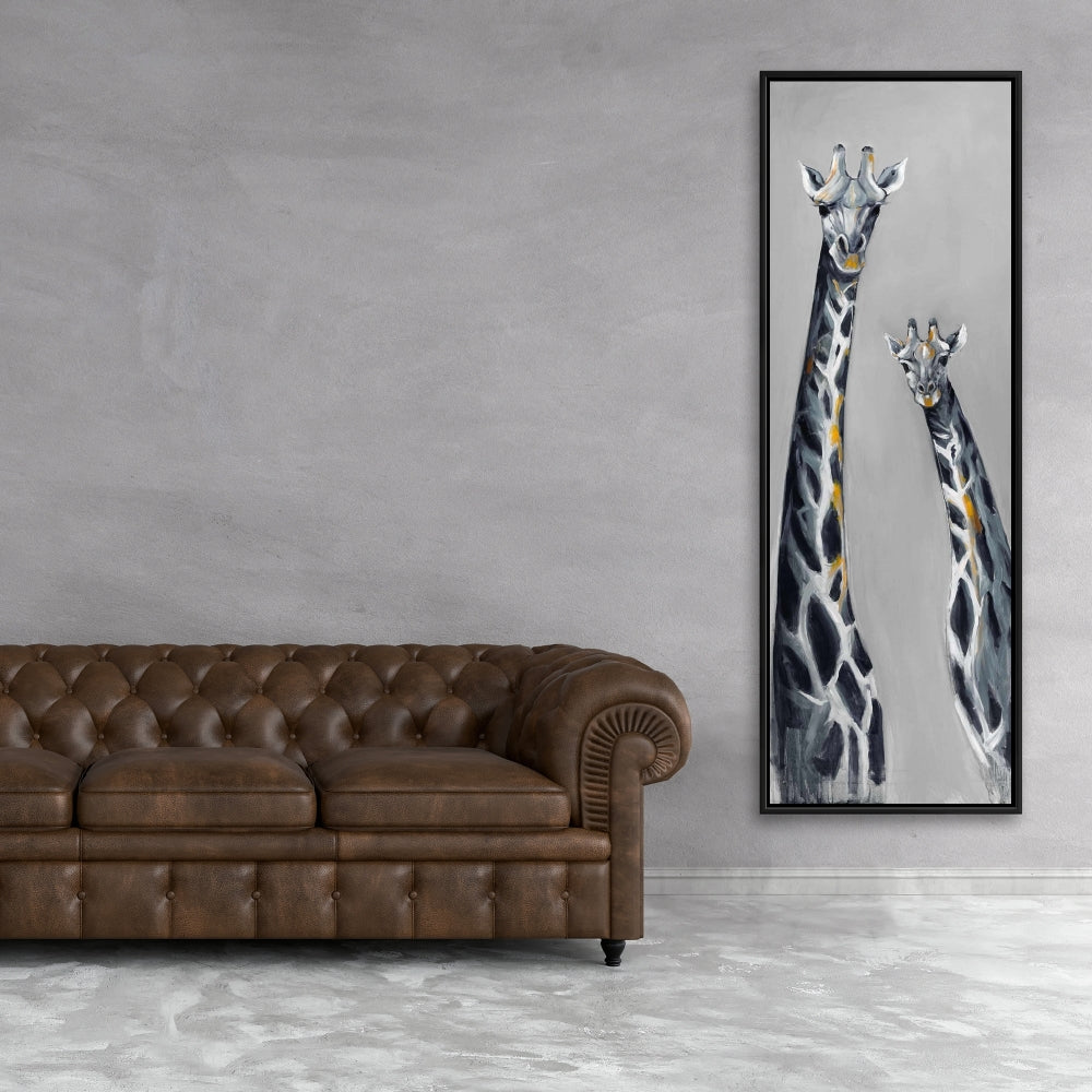 Retro Livingroom Steel Blue Giraffe Canvas | Home Decor