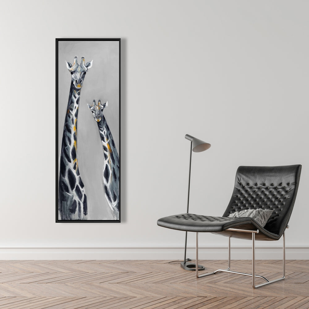 Retro Livingroom Steel Blue Giraffe Canvas | Home Decor