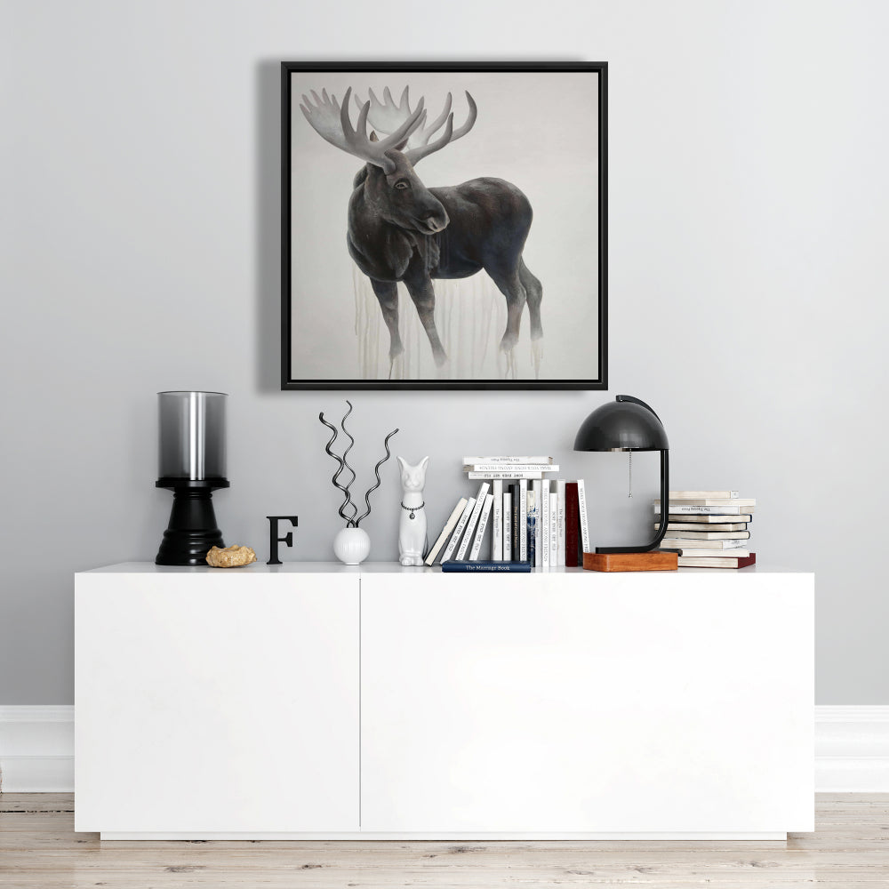 Toile « Orignal mâle » | Cerf marron encadré, décoration d'intérieur