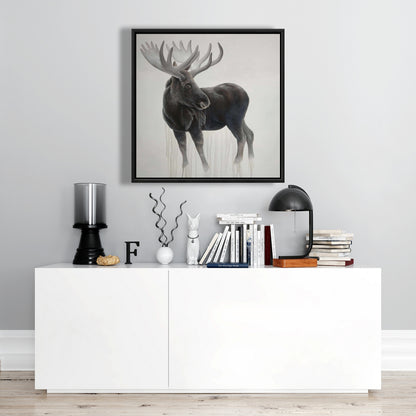 Toile « Orignal mâle » | Cerf marron encadré, décoration d'intérieur