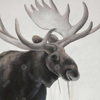 Rustic Moose Canvas | Brown Animal Framed Art for Home Decor