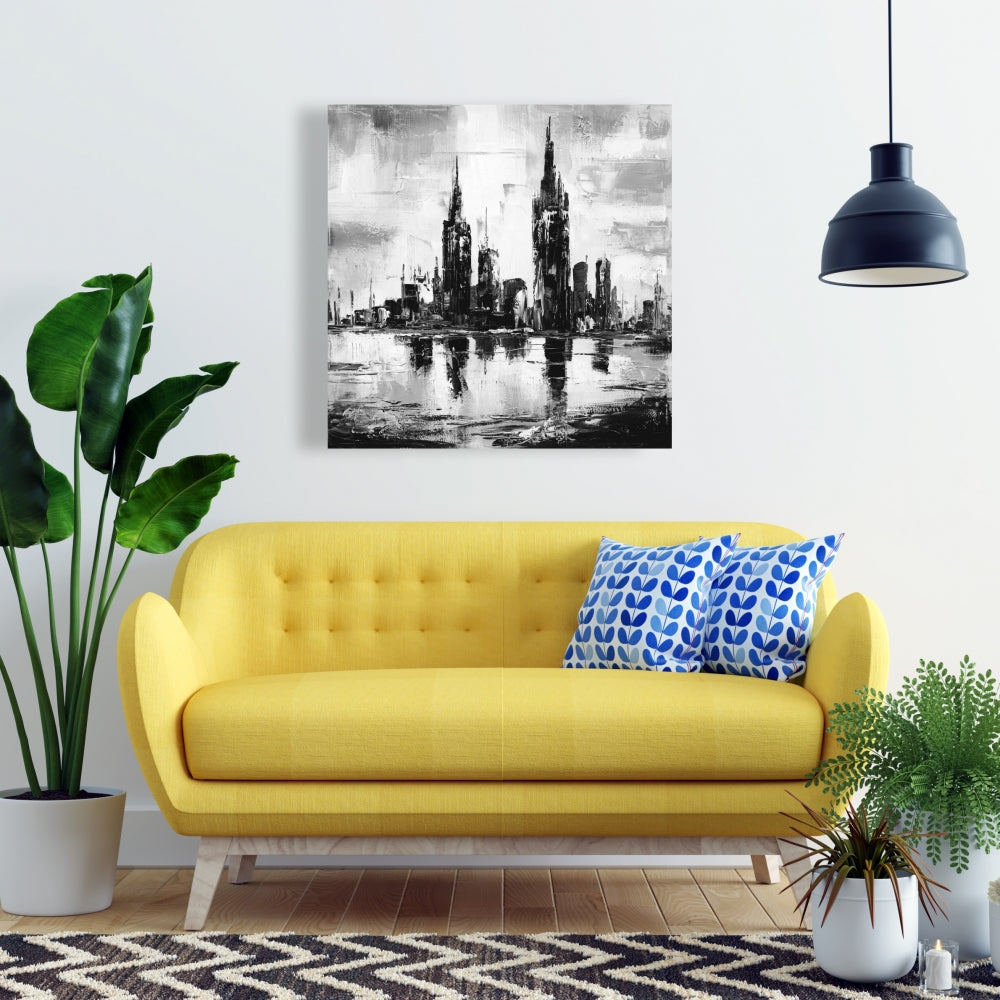 Mono Urban Cityscape | White Cities Monochrome Canvas Decor