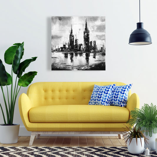 Mono Urban Cityscape | White Cities Monochrome Canvas Decor