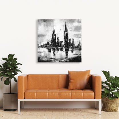 Mono Urban Cityscape | White Cities Monochrome Canvas Decor
