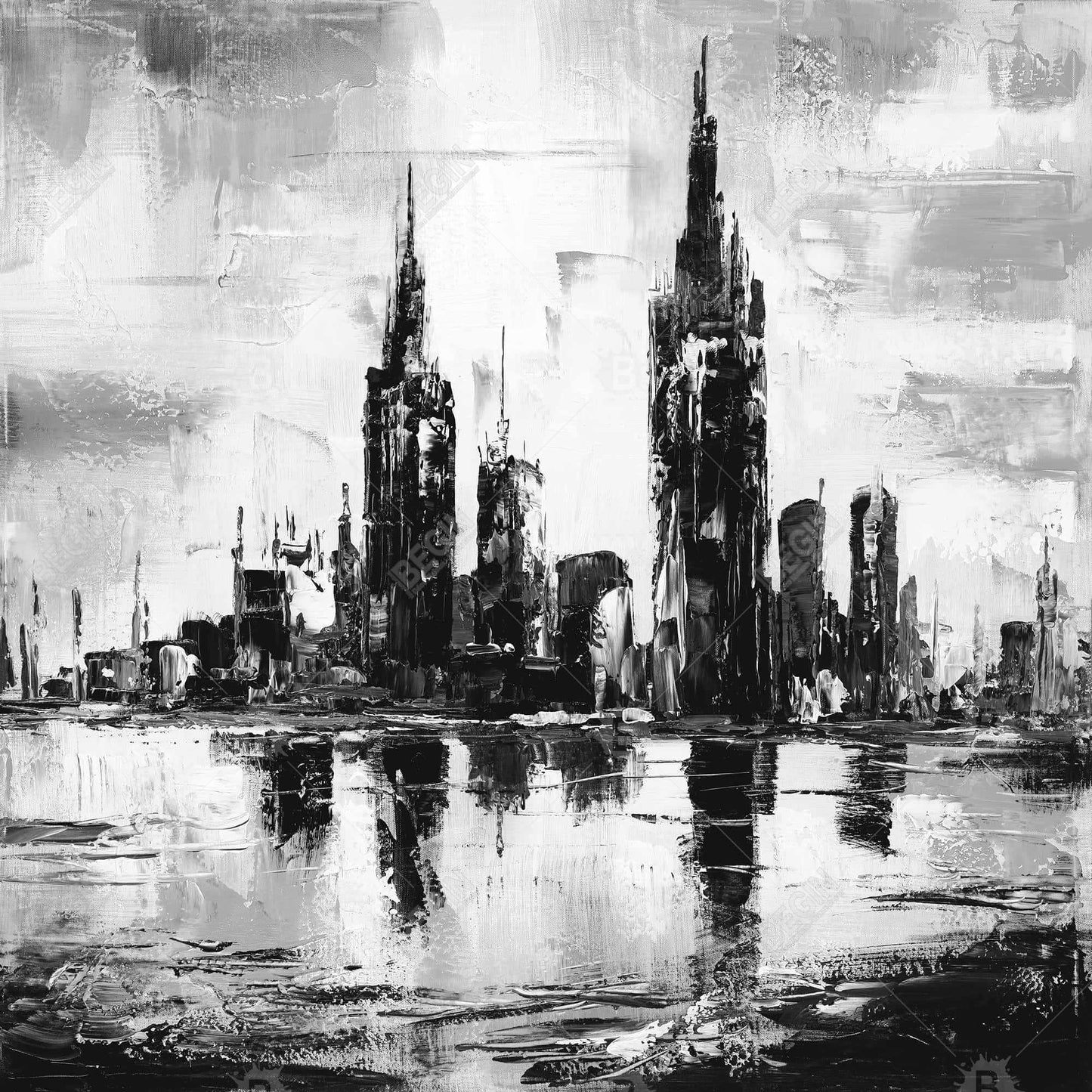 Mono Urban Cityscape | White Cities Monochrome Canvas Decor