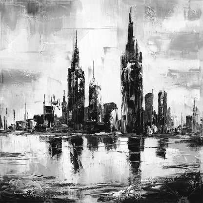 Mono Urban Cityscape | White Cities Monochrome Canvas Decor