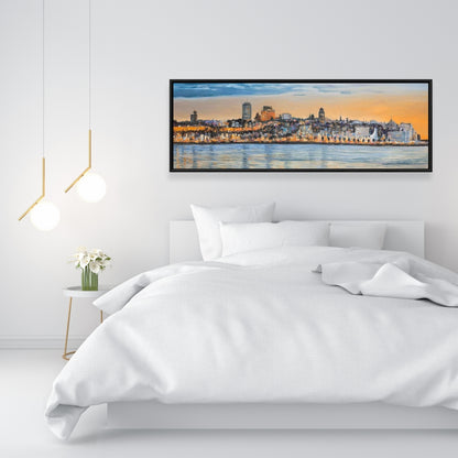 Skyline of Quebec City Blue Canvas | Bedroom Wall Art Decor