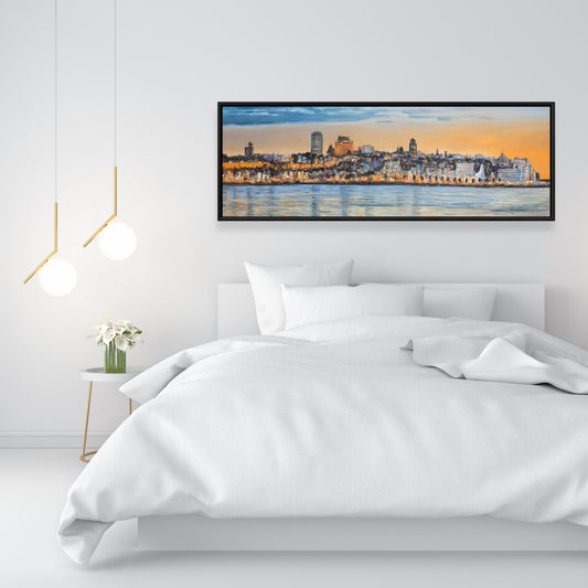 Skyline of Quebec City Blue Canvas | Bedroom Wall Art Decor
