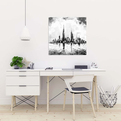Abstract City Canvas | Textured Mono Art for Home Decor