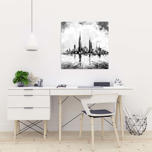 Abstract City Canvas | Textured Mono Art for Home Decor