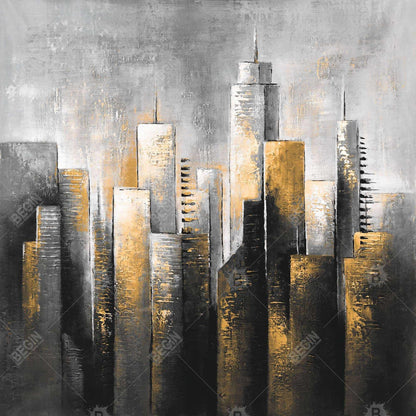 Toile abstraite Skyline - Décoration murale moderne pour salon