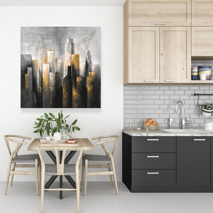 Toile abstraite Skyline - Décoration murale moderne pour salon