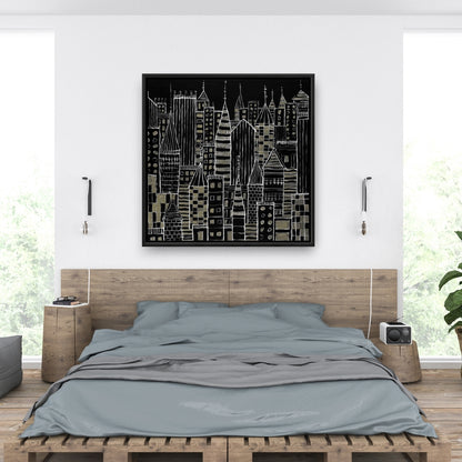 Toile encadrée illustrative « Ville sombre » - Décoration d'intérieur