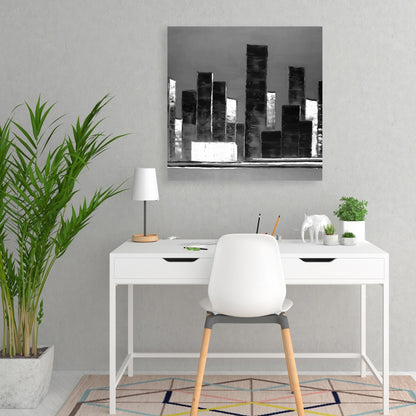 Abstract Black & White Buildings Canvas - Home Decor Art