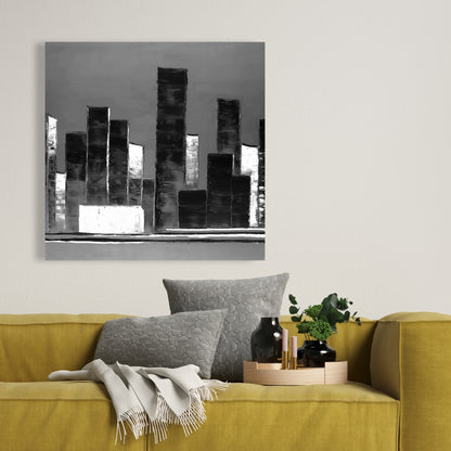 Abstract Black & White Buildings Canvas - Home Decor Art