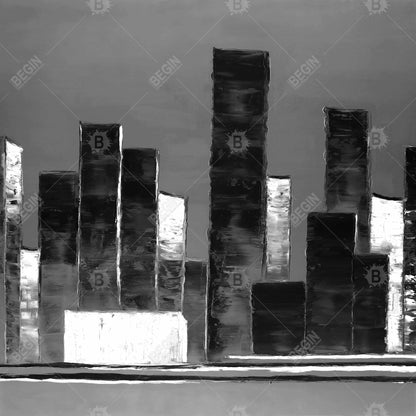 Toile abstraite de bâtiments en noir et blanc | Décoration d'intérieur moderne