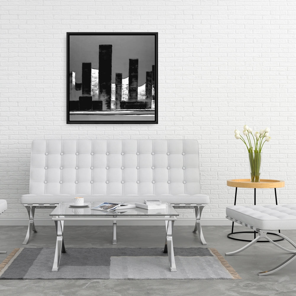 Minimalist Abstract Buildings Canvas | White Cities Shapes Decor