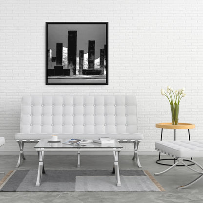 Minimalist Abstract Buildings Canvas | White Cities Shapes Decor