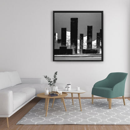 Minimalist Abstract Buildings Canvas | White Cities Shapes Decor