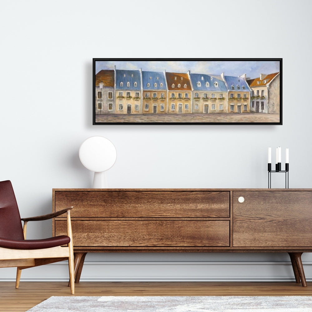 Old Quebec City Canvas | Blue Contemporary Framed Art Decor