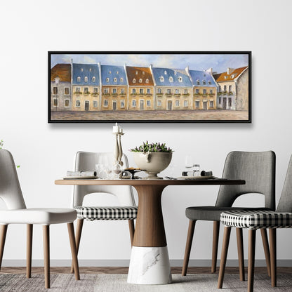 Old Quebec City Canvas | Blue Contemporary Framed Art Decor