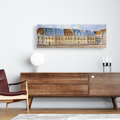 Old Quebec City Canvas - Blue Building Cities Home Decor