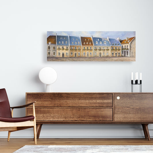 Old Quebec City Canvas - Blue Building Cities Home Decor