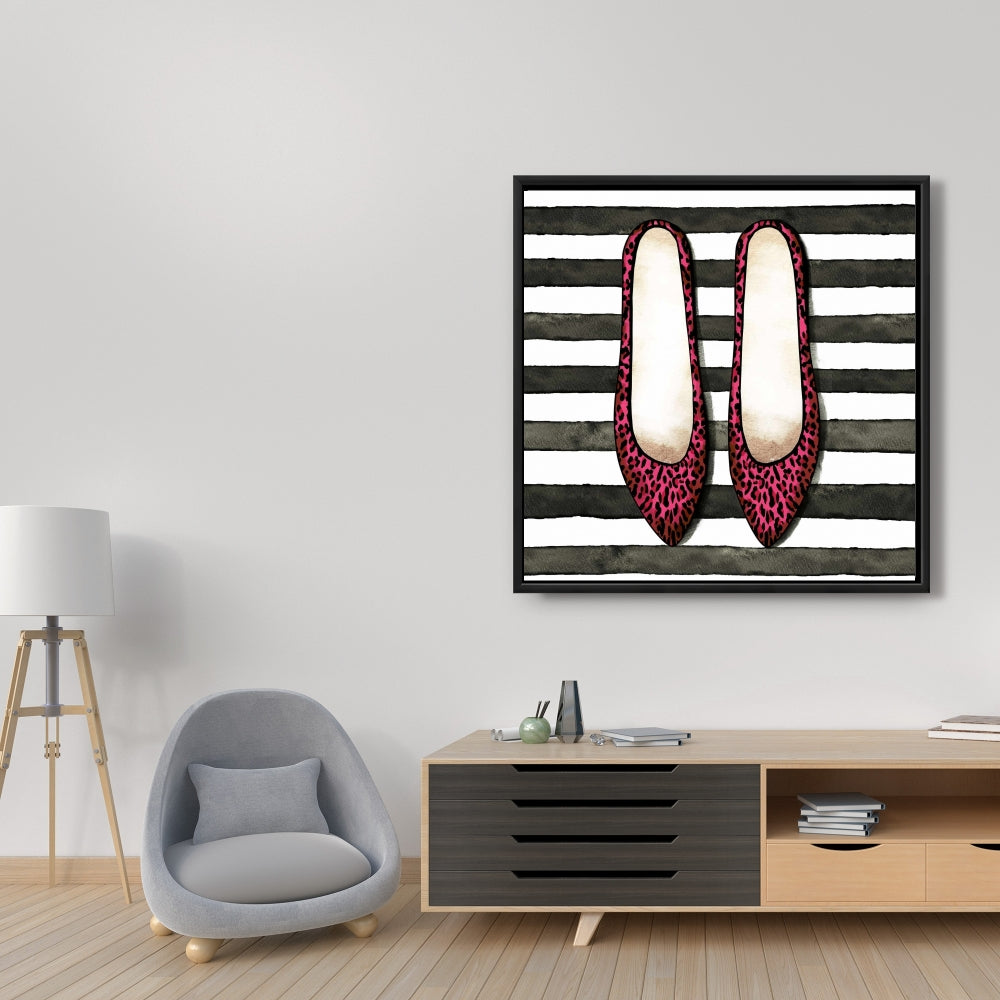 Toile encadrée « Chaussures léopard roses » - Décoration d'intérieur
