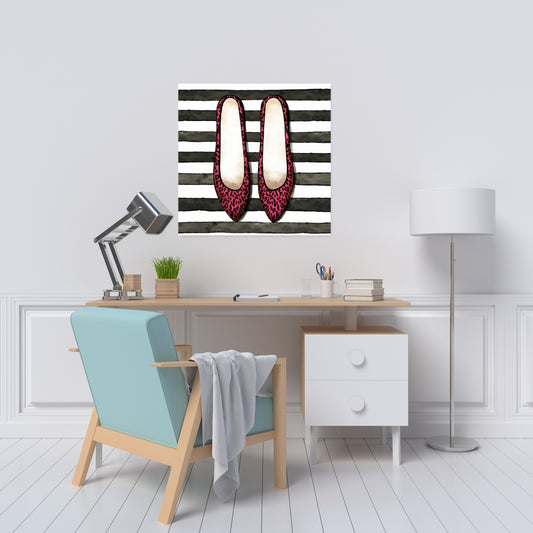 Leopard Pink Shoes Canvas - Bedroom Decor | Illustrative Art