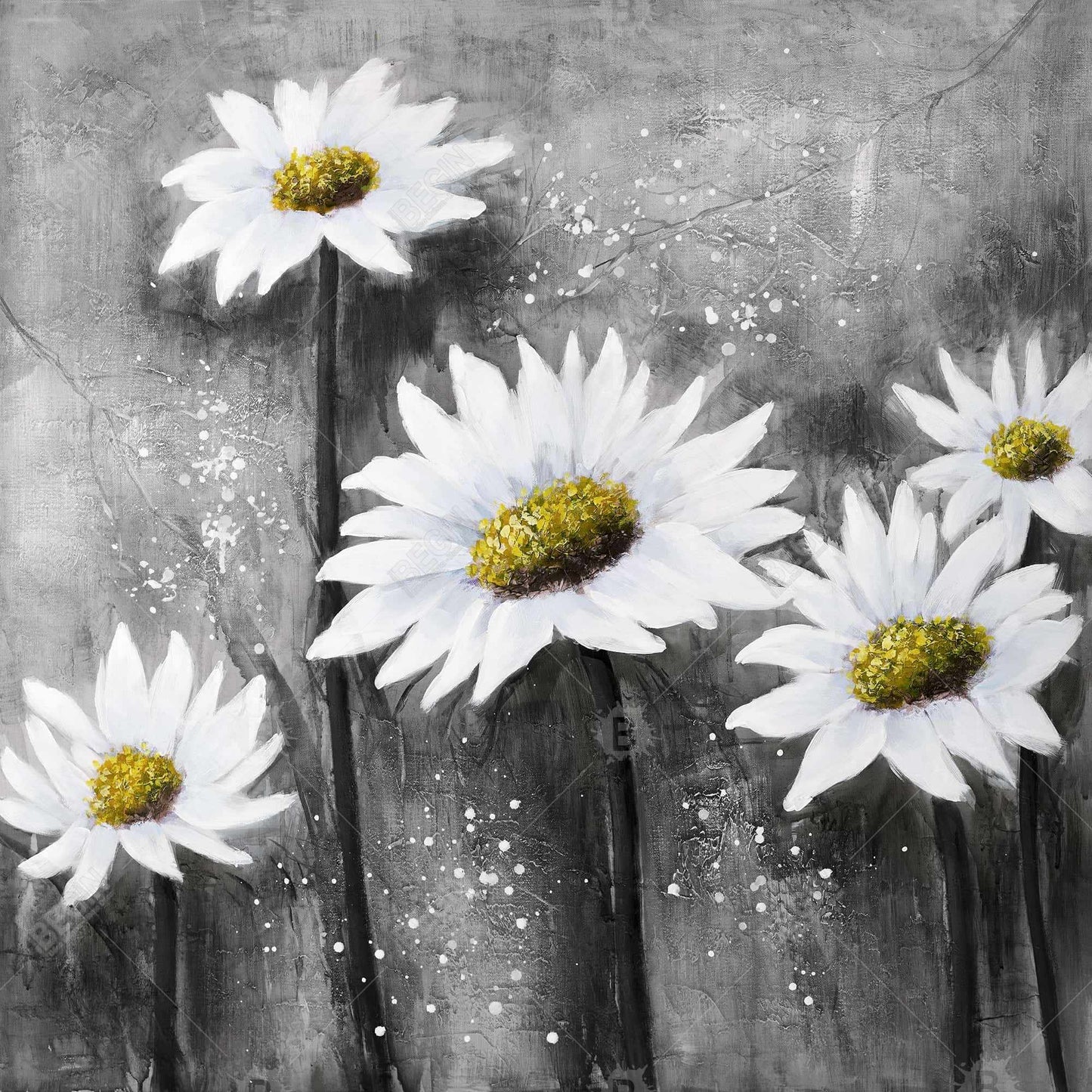 Daisies White Livingroom Canvas | American Home Decor Art