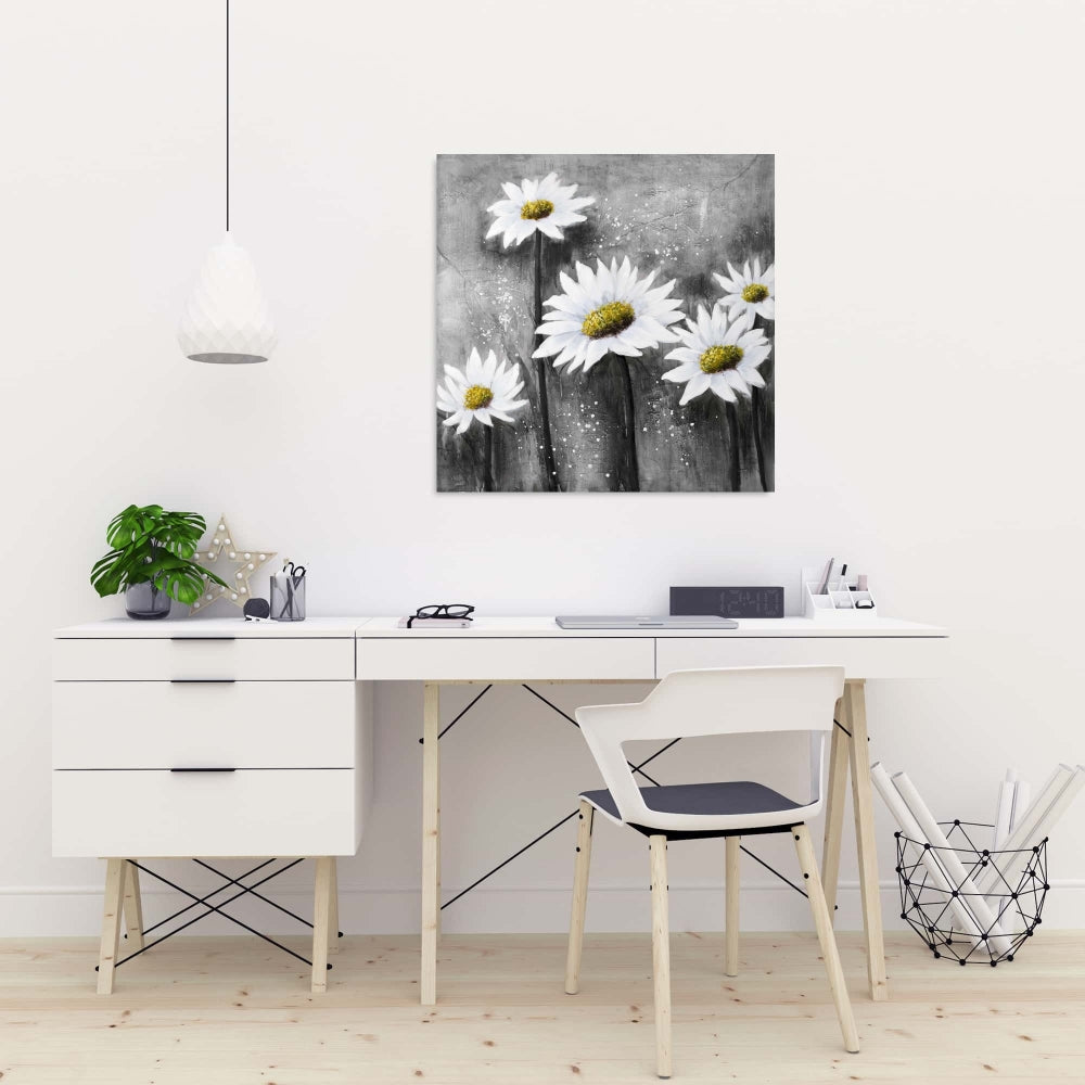 Daisies White Livingroom Canvas | American Home Decor Art