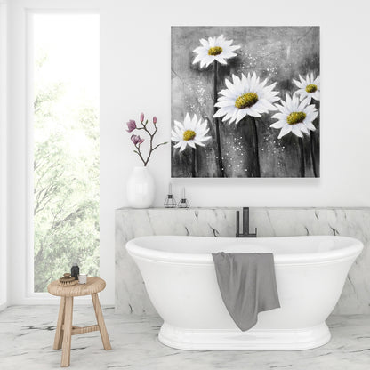 Daisies White Livingroom Canvas | American Home Decor Art