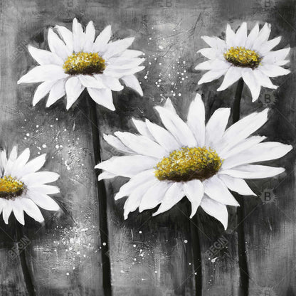 White Rustic Daisies at Sun Framed Canvas | Home Decor