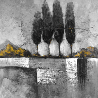 Industrial Landscape with Trees Canvas | Modern Home Decor