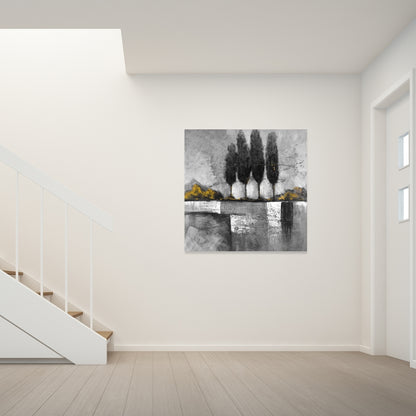 Industrial Landscape with Trees Canvas | Modern Home Decor
