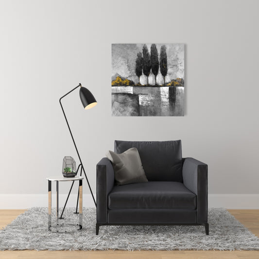 Industrial Landscape with Trees Canvas | Modern Home Decor