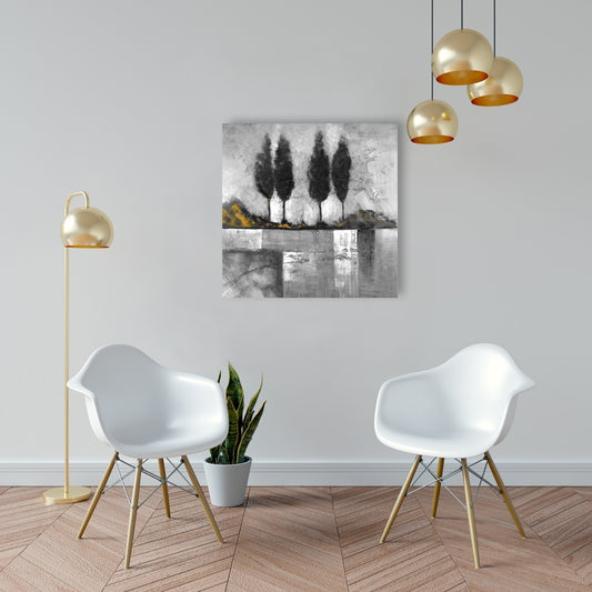 Grayscale Industrial Landscape Canvas - Gray Livingroom Decor