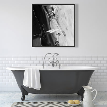 Toile monochrome pour salon musical - Musicien au violoncelle