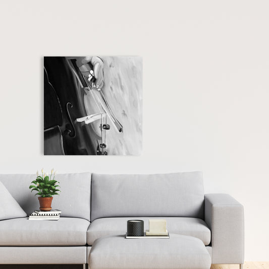 Toile monochrome « Musicien au violoncelle » – Décoration d'intérieur élégante