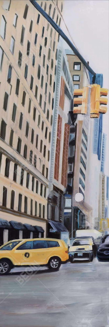 Travel in New York American Gray Building Canvas - Home Decor
