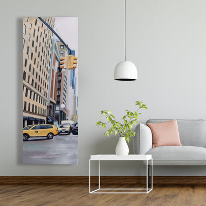 Travel in New York American Gray Building Canvas - Home Decor