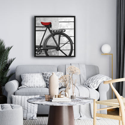 Rear Bicycle Still Life Framed Canvas | White Bedroom Decor