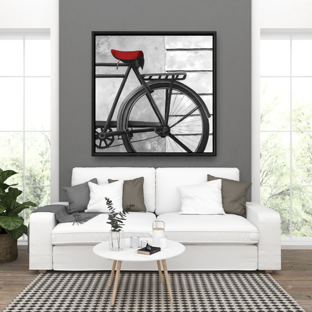 Rear Bicycle Still Life Framed Canvas | White Bedroom Decor