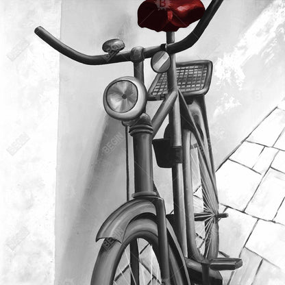 Abandoned Bicycle Canvas - White Art for Living Room Decor