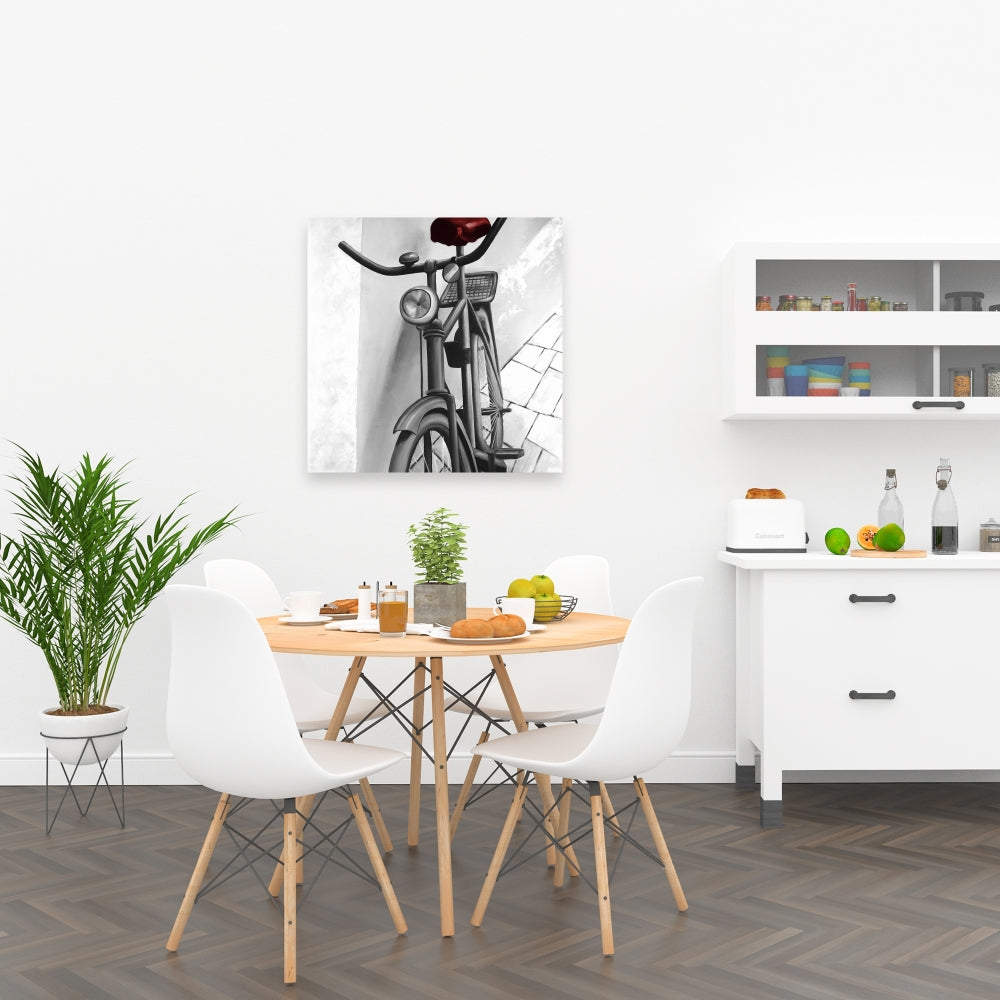 Abandoned Bicycle Canvas - White Art for Living Room Decor
